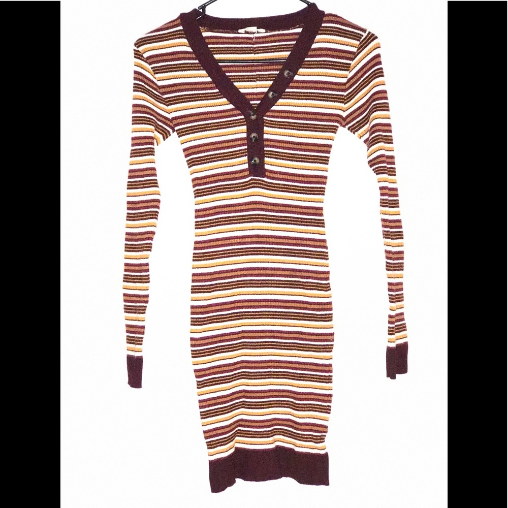 Skin tight half button up long sleeve dress